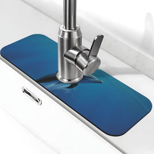 Delfin-Wasserhahnmatte für Küchenspüle, Spritzschutz, 14 x 38 cm, Diatomit, schnell trocknende Matte, Spülbeckenablage, super saugfähiger Wasserhahn-Saugnapf, Wasserhahngriff, Tropffänger für Küche Delfin-Wasserhahnmatte für Küchenspüle, Spritzschutz, 14 x 38 cm, Diatomit, schnell trocknende Matte, Spülbeckenablage, super saugfähiger Wasserhahn-Saugnapf, Wasserhahngriff, Tropffänger für Küche von BWLHJKE
