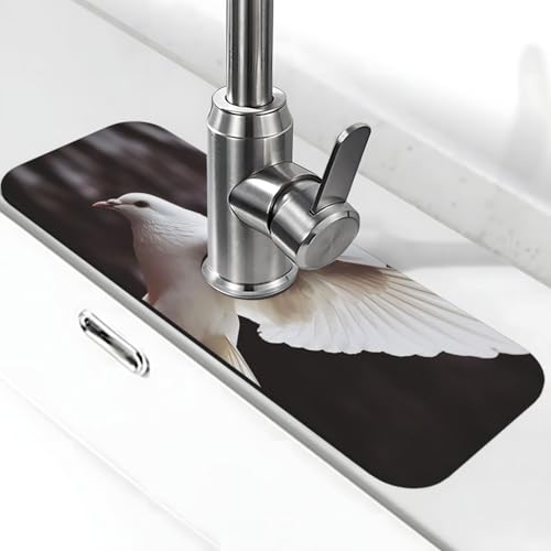 Flying Dove Wasserhahnmatte für Küchenspüle, Spritzschutz, 14 x 38 cm, Diatomit, schnell trocknende Matte, Spülbeckenablage, super saugfähiger Wasserhahn-Saugnapf, Wasserhahngriff, Tropffänger für von BWLHJKE