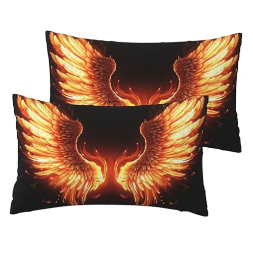 Französische Leinen-Kissenbezüge, 2er-Set, Feuerwinkelflügel, Standardgröße, 30,5 x 50,8 cm, atmungsaktiv und kühlend, für alle Jahreszeiten, weiche Kissenbezüge mit Reißverschluss von BWLHJKE