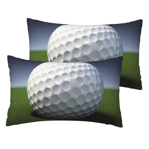 Französische Leinen-Kissenbezüge, 2er-Set, Golfball-Muster, Standardgröße, 30,5 x 50,8 cm, atmungsaktiv und kühlend, für alle Jahreszeiten, weiche Kissenbezüge mit Reißverschluss von BWLHJKE