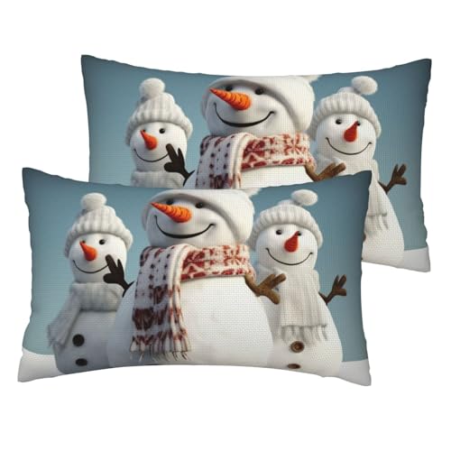 Französische Leinen-Kissenbezüge, 2er-Set, Happy Snowman, Standardgröße, 30,5 x 50,8 cm, atmungsaktiv und kühlend, für alle Jahreszeiten, weiche Kissenbezüge mit Reißverschluss Französische Leinen-Kissenbezüge, 2er-Set, Happy Snowman, Standardgröße, 30,5 x 50,8 cm, atmungsaktiv und kühlend, für alle Jahreszeiten, weiche Kissenbezüge mit Reißverschluss von BWLHJKE