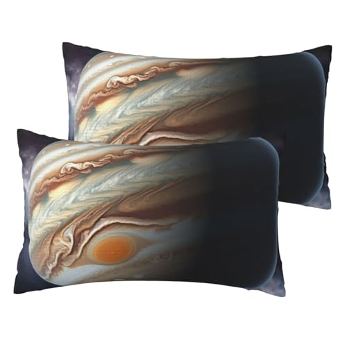 Französische Leinen-Kissenbezüge, 2er-Set, Jupiter-Landschaft, Standardgröße, 30,5 x 50,8 cm, atmungsaktiv und kühlend, für alle Jahreszeiten, weiche Kissenbezüge mit Reißverschluss von BWLHJKE