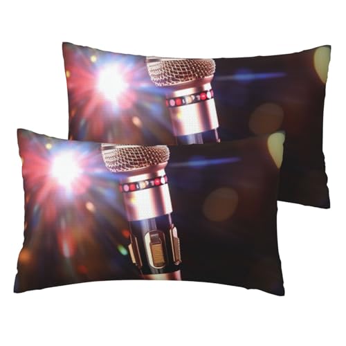 Französische Leinen-Kissenbezüge, 2er-Set, Karaoke-Mikrofon-Kissenbezüge, Standardgröße 30,5 x 50,8 cm, atmungsaktiv und kühlend, für alle Jahreszeiten, weiche Kissenbezüge mit Reißverschluss Französische Leinen-Kissenbezüge, 2er-Set, Karaoke-Mikrofon-Kissenbezüge, Standardgröße 30,5 x 50,8 cm, atmungsaktiv und kühlend, für alle Jahreszeiten, weiche Kissenbezüge mit Reißverschluss von BWLHJKE