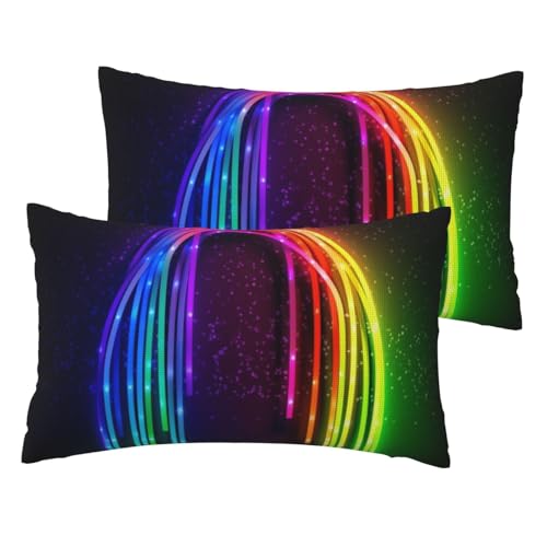 Französische Leinen-Kissenbezüge, 2er-Set, Regenbogenfarben, Standardgröße, 30,5 x 50,8 cm, atmungsaktiv und kühlend, für alle Jahreszeiten, weiche Kissenbezüge mit Reißverschluss Französische Leinen-Kissenbezüge, 2er-Set, Regenbogenfarben, Standardgröße, 30,5 x 50,8 cm, atmungsaktiv und kühlend, für alle Jahreszeiten, weiche Kissenbezüge mit Reißverschluss von BWLHJKE