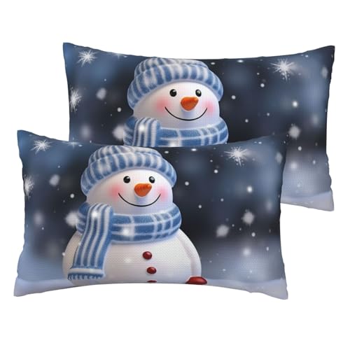 Französische Leinen-Kissenbezüge, 2er-Set, Weihnachts-Kissenbezüge mit Schneemann, Standardgröße 30,5 x 50,8 cm, atmungsaktiv und kühlend, für alle Jahreszeiten, weiche Kissenbezüge mit Reißverschluss Französische Leinen-Kissenbezüge, 2er-Set, Weihnachts-Kissenbezüge mit Schneemann, Standardgröße 30,5 x 50,8 cm, atmungsaktiv und kühlend, für alle Jahreszeiten, weiche Kissenbezüge mit Reißverschluss von BWLHJKE
