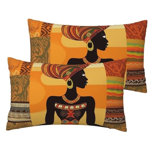 Französische Leinen-Kissenbezüge, 2er-Set, afrikanische Frau, Standardgröße 30,5 x 50,8 cm, atmungsaktiv und kühlend, für alle Jahreszeiten, weiche Kissenbezüge mit Reißverschluss Französische Leinen-Kissenbezüge, 2er-Set, afrikanische Frau, Standardgröße 30,5 x 50,8 cm, atmungsaktiv und kühlend, für alle Jahreszeiten, weiche Kissenbezüge mit Reißverschluss von BWLHJKE