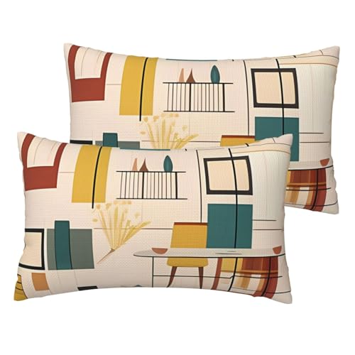 Französische Leinen-Kissenbezüge, 2er-Set, moderne Kissenbezüge, Standardgröße 30,5 x 50,8 cm, atmungsaktiv und kühlend, für alle Jahreszeiten, weiche Kissenbezüge mit Reißverschluss von BWLHJKE