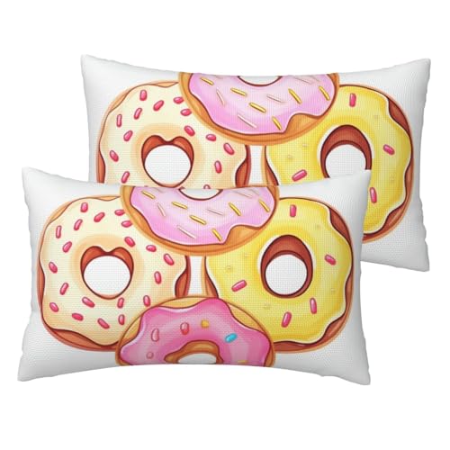 Französische Leinen-Kissenbezüge, 2er-Set, niedliche Donuts, Standardgröße, 30,5 x 50,8 cm, atmungsaktiv und kühlend, für alle Jahreszeiten, weiche Kissenbezüge mit Reißverschluss Französische Leinen-Kissenbezüge, 2er-Set, niedliche Donuts, Standardgröße, 30,5 x 50,8 cm, atmungsaktiv und kühlend, für alle Jahreszeiten, weiche Kissenbezüge mit Reißverschluss von BWLHJKE