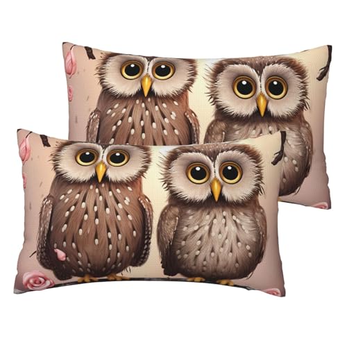 Französische Leinen-Kissenbezüge, 2er-Set, niedliche Eulen, Standardgröße, 30,5 x 50,8 cm, atmungsaktiv und kühlend, für alle Jahreszeiten, weiche Kissenbezüge mit Reißverschluss Französische Leinen-Kissenbezüge, 2er-Set, niedliche Eulen, Standardgröße, 30,5 x 50,8 cm, atmungsaktiv und kühlend, für alle Jahreszeiten, weiche Kissenbezüge mit Reißverschluss von BWLHJKE