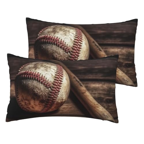 Französische Leinen-Kissenbezüge, Baseball-Kissenbezüge auf Holz, Standardgröße, 30,5 x 50,8 cm, atmungsaktiv und kühlend, für alle Jahreszeiten, weiche Kissenbezüge mit Reißverschluss, 2 Stück Französische Leinen-Kissenbezüge, Baseball-Kissenbezüge auf Holz, Standardgröße, 30,5 x 50,8 cm, atmungsaktiv und kühlend, für alle Jahreszeiten, weiche Kissenbezüge mit Reißverschluss, 2 Stück von BWLHJKE