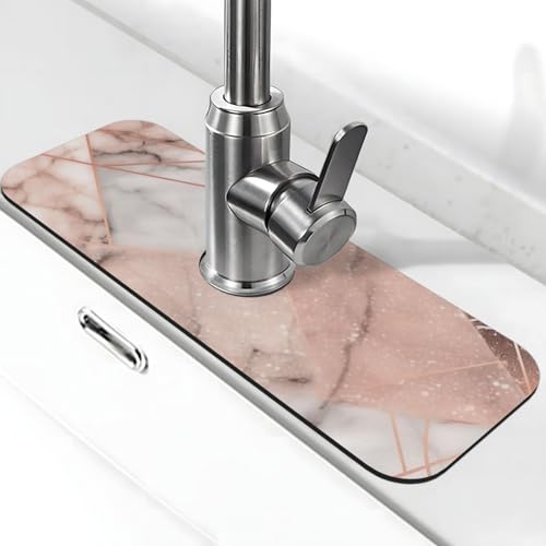 Goldfarbene Marmor-Wasserhahnmatte für Küchenspüle, Spritzschutz, 14 x 38 cm, Diatomit, schnell trocknende Matte, Spülbeckenablage, super saugfähiger Wasserhahn-Saugnapf, Wasserhahngriff, Tropffänger Goldfarbene Marmor-Wasserhahnmatte für Küchenspüle, Spritzschutz, 14 x 38 cm, Diatomit, schnell trocknende Matte, Spülbeckenablage, super saugfähiger Wasserhahn-Saugnapf, Wasserhahngriff, Tropffänger von BWLHJKE
