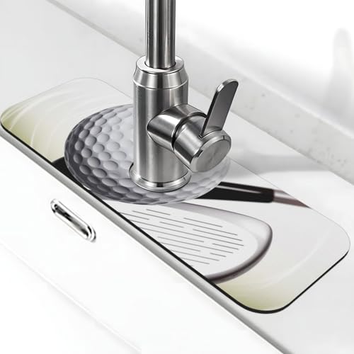 Golfschläger-Wasserhahnmatte für Küchenspüle, Spritzschutz, 14 x 38 cm, Kieselgur, schnell trocknende Matte, Spülbeckenablage, super saugfähiger Wasserhahn-Saugnapf, Wasserhahngriff, Tropffänger für Golfschläger-Wasserhahnmatte für Küchenspüle, Spritzschutz, 14 x 38 cm, Kieselgur, schnell trocknende Matte, Spülbeckenablage, super saugfähiger Wasserhahn-Saugnapf, Wasserhahngriff, Tropffänger für von BWLHJKE