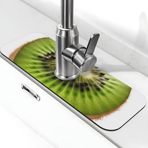 Grüne Kiwi-Wasserhahnmatte für Küchenspüle, Spritzschutz, 14 x 38 cm, Diatomit, schnell trocknende Matte, Spülbeckenablage, super saugfähiger Wasserhahn-Saugnapf, Wasserhahngriff, Tropffänger für Grüne Kiwi-Wasserhahnmatte für Küchenspüle, Spritzschutz, 14 x 38 cm, Diatomit, schnell trocknende Matte, Spülbeckenablage, super saugfähiger Wasserhahn-Saugnapf, Wasserhahngriff, Tropffänger für von BWLHJKE