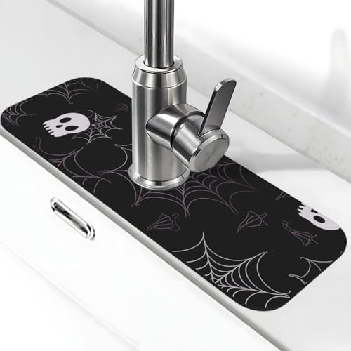 Halloween-Goth-Wasserhahnmatte für Küchenspüle, Spritzschutz, 14 x 38 cm, Kieselgur, schnell trocknende Matte, Waschbeckenablage, super saugfähiger Wasserhahn-Saugnapf, Wasserhahngriff, Tropffänger Halloween-Goth-Wasserhahnmatte für Küchenspüle, Spritzschutz, 14 x 38 cm, Kieselgur, schnell trocknende Matte, Waschbeckenablage, super saugfähiger Wasserhahn-Saugnapf, Wasserhahngriff, Tropffänger von BWLHJKE