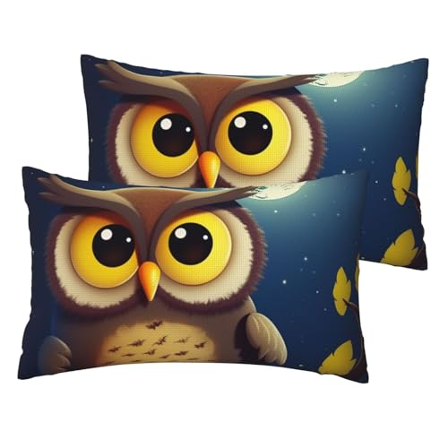 Kissenbezüge aus französischem Leinen, 2er-Set, Eule und gelber Mond, Standardgröße 30,5 x 50,8 cm, atmungsaktiv und kühlend, für alle Jahreszeiten, weiche Kissenbezüge mit Reißverschluss Kissenbezüge aus französischem Leinen, 2er-Set, Eule und gelber Mond, Standardgröße 30,5 x 50,8 cm, atmungsaktiv und kühlend, für alle Jahreszeiten, weiche Kissenbezüge mit Reißverschluss von BWLHJKE
