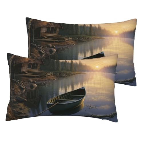 Kissenbezüge aus französischem Leinen, 2er-Set, Motiv: Kanu von The Water, Standardgröße, 30,5 x 50,8 cm, atmungsaktiv und kühlend, für alle Jahreszeiten, weiche Kissenbezüge mit Reißverschluss Kissenbezüge aus französischem Leinen, 2er-Set, Motiv: Kanu von The Water, Standardgröße, 30,5 x 50,8 cm, atmungsaktiv und kühlend, für alle Jahreszeiten, weiche Kissenbezüge mit Reißverschluss von BWLHJKE