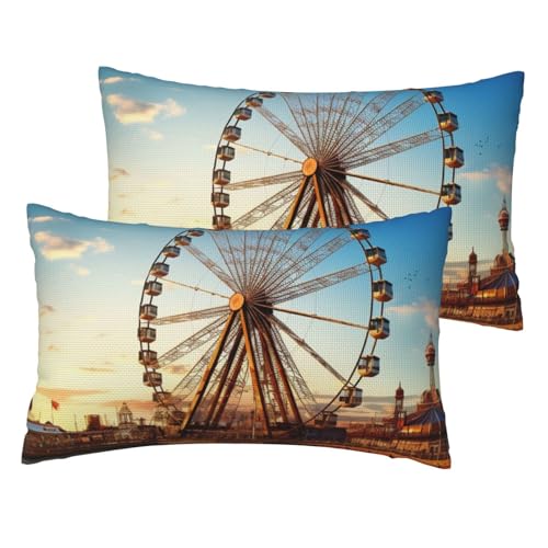 Kissenbezüge aus französischem Leinen, 2er-Set, Riesenrad, Standardgröße 30,5 x 50,8 cm, atmungsaktiv und kühlend, für alle Jahreszeiten, weiche Kissenbezüge mit Reißverschluss Kissenbezüge aus französischem Leinen, 2er-Set, Riesenrad, Standardgröße 30,5 x 50,8 cm, atmungsaktiv und kühlend, für alle Jahreszeiten, weiche Kissenbezüge mit Reißverschluss von BWLHJKE