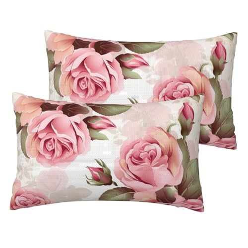 Kissenbezüge aus französischem Leinen, 2er-Set, Rosenmuster, Standardgröße 30,5 x 50,8 cm, atmungsaktiv und kühlend, für alle Jahreszeiten, weiche Kissenbezüge mit Reißverschluss Kissenbezüge aus französischem Leinen, 2er-Set, Rosenmuster, Standardgröße 30,5 x 50,8 cm, atmungsaktiv und kühlend, für alle Jahreszeiten, weiche Kissenbezüge mit Reißverschluss von BWLHJKE