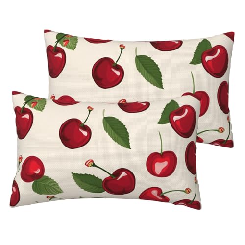 Kissenbezüge aus französischem Leinen, 2er-Set, rote Kirsche, Standardgröße 30,5 x 50,8 cm, atmungsaktiv und kühlend, für alle Jahreszeiten, weiche Kissenbezüge mit Reißverschluss Kissenbezüge aus französischem Leinen, 2er-Set, rote Kirsche, Standardgröße 30,5 x 50,8 cm, atmungsaktiv und kühlend, für alle Jahreszeiten, weiche Kissenbezüge mit Reißverschluss von BWLHJKE