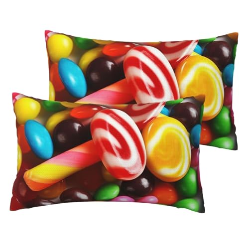 Kissenbezüge aus französischem Leinen, bunt, Standardgröße, 30,5 x 50,8 cm, atmungsaktiv und kühlend, für alle Jahreszeiten, weiche Kissenbezüge mit Reißverschluss, 2 Stück von BWLHJKE