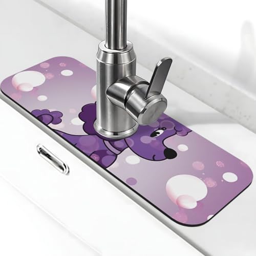 Lila Pudel Polka Dot Wasserhahn Matte für Küchenspüle Spritzschutz 14 cm × 38,1 cm Diatomit schnell trocknende Matte Spüle Tablett Super saugfähiger Wasserhahn Saugnapf Wasserhahn Griff Tropffänger Lila Pudel Polka Dot Wasserhahn Matte für Küchenspüle Spritzschutz 14 cm × 38,1 cm Diatomit schnell trocknende Matte Spüle Tablett Super saugfähiger Wasserhahn Saugnapf Wasserhahn Griff Tropffänger von BWLHJKE