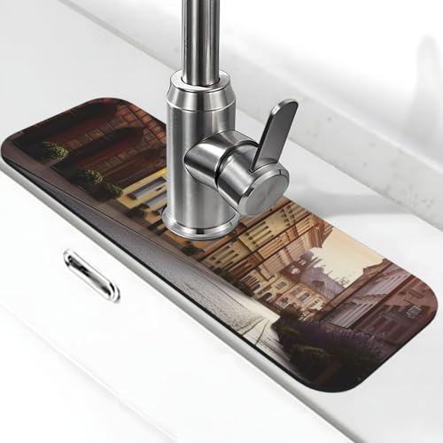 Polens Historic Center Street Wasserhahnmatte für Küchenspüle, Spritzschutz, 14 x 38 cm, Kieselgur, schnell trocknende Matte, Spülbeckenablage, super saugfähiger Wasserhahn-Saugnapf, Wasserhahngriff Polens Historic Center Street Wasserhahnmatte für Küchenspüle, Spritzschutz, 14 x 38 cm, Kieselgur, schnell trocknende Matte, Spülbeckenablage, super saugfähiger Wasserhahn-Saugnapf, Wasserhahngriff von BWLHJKE
