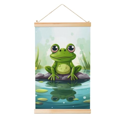 Poster zum Aufhängen, Holzschaft, Leinwanddruck, Wandkunst, Frosch im Teich, Gemälde zum Aufhängen, Wandbanner, modernes Kunstwerk, Dekor für Zuhause, fertig zum Aufhängen, 50,8 x 76,2 cm Poster zum Aufhängen, Holzschaft, Leinwanddruck, Wandkunst, Frosch im Teich, Gemälde zum Aufhängen, Wandbanner, modernes Kunstwerk, Dekor für Zuhause, fertig zum Aufhängen, 50,8 x 76,2 cm von BWLHJKE