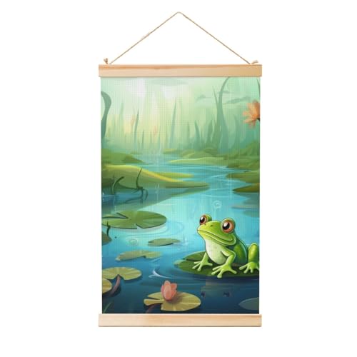 Poster zum Aufhängen, Holzschaft, Leinwanddruck, Wandkunst, Frosch im Teich, Gemälde zum Aufhängen, Wandbanner, modernes Kunstwerk, Dekor für Zuhause, fertig zum Aufhängen, 50,8 x 76,2 cm Poster zum Aufhängen, Holzschaft, Leinwanddruck, Wandkunst, Frosch im Teich, Gemälde zum Aufhängen, Wandbanner, modernes Kunstwerk, Dekor für Zuhause, fertig zum Aufhängen, 50,8 x 76,2 cm von BWLHJKE