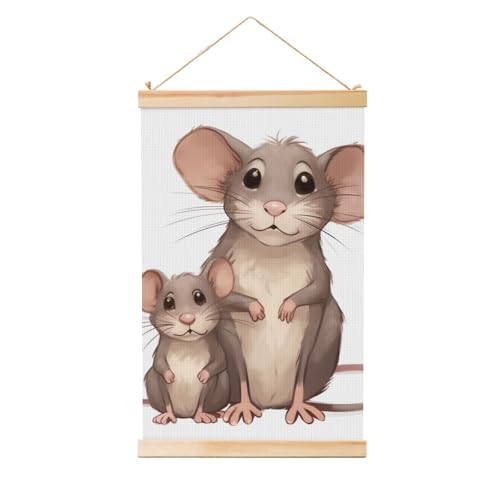 Poster zum Aufhängen, Holzschaft, Leinwanddruck, Wandkunst, Ratten, Malerei, Wandbanner, modernes Kunstwerk, Dekoration für Zuhause, fertig zum Aufhängen, 50,8 x 76,2 cm Poster zum Aufhängen, Holzschaft, Leinwanddruck, Wandkunst, Ratten, Malerei, Wandbanner, modernes Kunstwerk, Dekoration für Zuhause, fertig zum Aufhängen, 50,8 x 76,2 cm von BWLHJKE