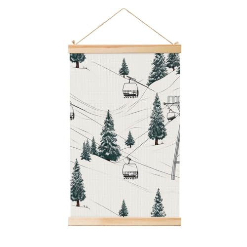 Poster zum Aufhängen, Holzschaft, Leinwanddruck, Wandkunst, Skilift mit Tannenbaum, Malerei, Wandbanner, modernes Kunstwerk, Dekor für Zuhause, fertig zum Aufhängen, 50,8 x 76,2 cm Poster zum Aufhängen, Holzschaft, Leinwanddruck, Wandkunst, Skilift mit Tannenbaum, Malerei, Wandbanner, modernes Kunstwerk, Dekor für Zuhause, fertig zum Aufhängen, 50,8 x 76,2 cm von BWLHJKE