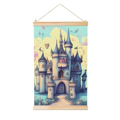 Poster zum Aufhängen, Holzschaft, Leinwanddrucke, Wandkunst, Märchenschloss, Malerei, Wandbanner, modernes Kunstwerk, Dekoration für Zuhause, fertig zum Aufhängen, 30,5 x 45,7 cm von BWLHJKE