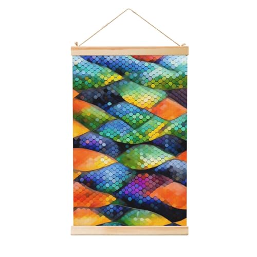 Poster zum Aufhängen, Holzschaft, Leinwanddrucke, Wandkunst, Regenbogenfischschuppe, Gemälde, Wandbanner, modernes Kunstwerk, Dekoration für Zuhause, fertig zum Aufhängen, 30,5 x 45,7 cm Poster zum Aufhängen, Holzschaft, Leinwanddrucke, Wandkunst, Regenbogenfischschuppe, Gemälde, Wandbanner, modernes Kunstwerk, Dekoration für Zuhause, fertig zum Aufhängen, 30,5 x 45,7 cm von BWLHJKE