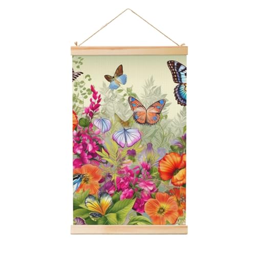 Poster zum Aufhängen, Holzschaft, Leinwanddrucke, Wandkunst, Vögel, Blumen, Schmetterling, Malerei, Wandbanner, modernes Kunstwerk, Dekoration für Zuhause, fertig zum Aufhängen, 40,6 x 61 cm Poster zum Aufhängen, Holzschaft, Leinwanddrucke, Wandkunst, Vögel, Blumen, Schmetterling, Malerei, Wandbanner, modernes Kunstwerk, Dekoration für Zuhause, fertig zum Aufhängen, 40,6 x 61 cm von BWLHJKE