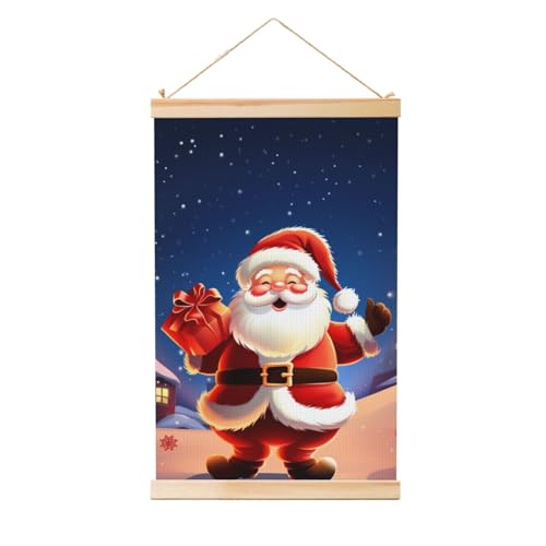 Poster zum Aufhängen, Holzschaft, Leinwanddrucke, Wandkunst, Weihnachten, Weihnachtsmann, Malerei, Wandbanner, modernes Kunstwerk, Dekoration für Zuhause, fertig zum Aufhängen, 30,5 x 45,7 cm Poster zum Aufhängen, Holzschaft, Leinwanddrucke, Wandkunst, Weihnachten, Weihnachtsmann, Malerei, Wandbanner, modernes Kunstwerk, Dekoration für Zuhause, fertig zum Aufhängen, 30,5 x 45,7 cm von BWLHJKE