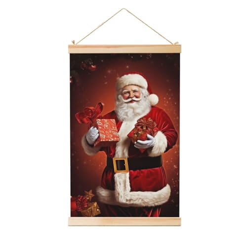 Poster zum Aufhängen, Holzschaft, Leinwanddrucke, Wandkunst, Weihnachtsdekoration, schöner Weihnachtsmann, hält Geschenk, Gemälde, hängende Schriftrolle, Gemälde, Wandbanner, modernes Kunstwerk, Dekor Poster zum Aufhängen, Holzschaft, Leinwanddrucke, Wandkunst, Weihnachtsdekoration, schöner Weihnachtsmann, hält Geschenk, Gemälde, hängende Schriftrolle, Gemälde, Wandbanner, modernes Kunstwerk, Dekor von BWLHJKE