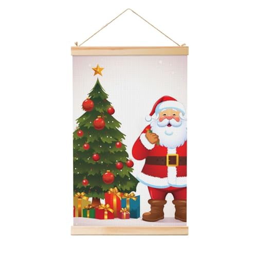 Poster zum Aufhängen, Holzschaft, Leinwanddrucke, Wandkunst, Weihnachtsmann, Weihnachtsbaum, Gemälde, Wandbanner, modernes Kunstwerk, Dekoration für Zuhause, fertig zum Aufhängen, 40,6 x 61 cm Poster zum Aufhängen, Holzschaft, Leinwanddrucke, Wandkunst, Weihnachtsmann, Weihnachtsbaum, Gemälde, Wandbanner, modernes Kunstwerk, Dekoration für Zuhause, fertig zum Aufhängen, 40,6 x 61 cm von BWLHJKE