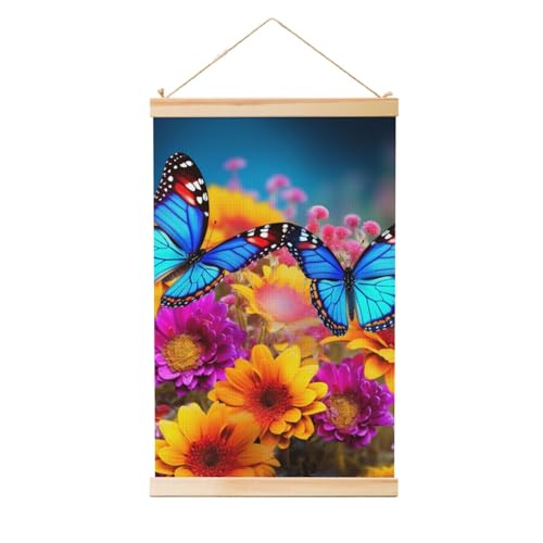 Poster zum Aufhängen, Holzschaft, Leinwanddrucke, Wandkunst, bunt, Schmetterling, Blume, Malerei, Wandbanner, modernes Kunstwerk, Dekor für Zuhause, fertig zum Aufhängen, 50,8 x 76,2 cm Poster zum Aufhängen, Holzschaft, Leinwanddrucke, Wandkunst, bunt, Schmetterling, Blume, Malerei, Wandbanner, modernes Kunstwerk, Dekor für Zuhause, fertig zum Aufhängen, 50,8 x 76,2 cm von BWLHJKE
