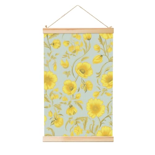 Poster zum Aufhängen, Holzschaft, Leinwanddrucke, Wandkunst, gelbe Blume, Malerei, Wandbanner, modernes Kunstwerk, Dekor für Zuhause, fertig zum Aufhängen, 40,6 x 61 cm Poster zum Aufhängen, Holzschaft, Leinwanddrucke, Wandkunst, gelbe Blume, Malerei, Wandbanner, modernes Kunstwerk, Dekor für Zuhause, fertig zum Aufhängen, 40,6 x 61 cm von BWLHJKE