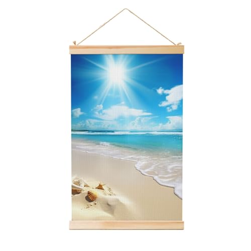 Poster zum Aufhängen, Holzschaft, Leinwanddrucke, Wandkunst, heller Sonnenschein, Sommer, Strand, Malerei, Wandbanner, modernes Kunstwerk, Dekoration für Zuhause, fertig zum Aufhängen, 30,5 x 45,7 cm Poster zum Aufhängen, Holzschaft, Leinwanddrucke, Wandkunst, heller Sonnenschein, Sommer, Strand, Malerei, Wandbanner, modernes Kunstwerk, Dekoration für Zuhause, fertig zum Aufhängen, 30,5 x 45,7 cm von BWLHJKE