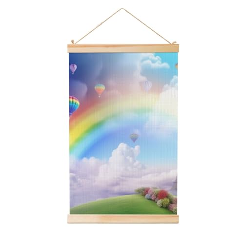 Poster zum Aufhängen, Holzschaft, Leinwanddrucke, Wandkunst, verträumtes Regenbogengemälde, hängende Schriftrolle, Gemälde, Wandbanner, modernes Kunstwerk, Dekor für Zuhause, fertig zum Aufhängen Poster zum Aufhängen, Holzschaft, Leinwanddrucke, Wandkunst, verträumtes Regenbogengemälde, hängende Schriftrolle, Gemälde, Wandbanner, modernes Kunstwerk, Dekor für Zuhause, fertig zum Aufhängen von BWLHJKE