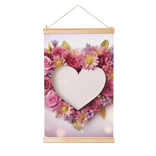 Poster zum Aufhängen, Holzschaft, Leinwanddrucke, Wandkunstkarte, Herzform, Blumen, Malerei, Wandbanner, modernes Kunstwerk, Dekoration für Zuhause, fertig zum Aufhängen, 50,8 x 76,2 cm Poster zum Aufhängen, Holzschaft, Leinwanddrucke, Wandkunstkarte, Herzform, Blumen, Malerei, Wandbanner, modernes Kunstwerk, Dekoration für Zuhause, fertig zum Aufhängen, 50,8 x 76,2 cm von BWLHJKE