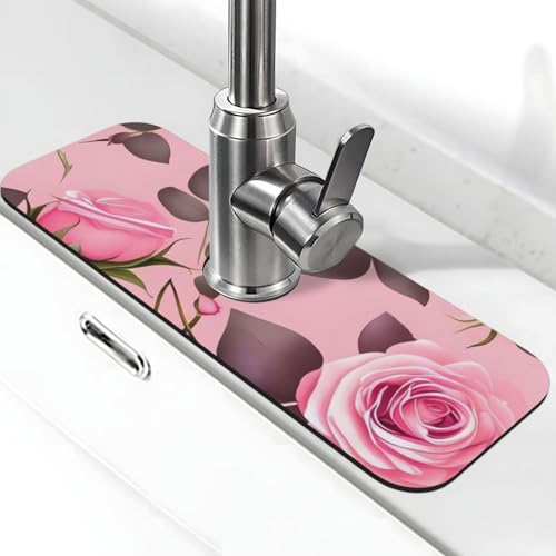Pretty Roses Wasserhahnmatte für Küchenspüle, Spritzschutz, 14 x 38 cm, Diatomit, schnell trocknende Matte, Spülbeckenablage, super saugfähiger Wasserhahn-Saugnapf, Wasserhahngriff, Tropffänger für Pretty Roses Wasserhahnmatte für Küchenspüle, Spritzschutz, 14 x 38 cm, Diatomit, schnell trocknende Matte, Spülbeckenablage, super saugfähiger Wasserhahn-Saugnapf, Wasserhahngriff, Tropffänger für von BWLHJKE