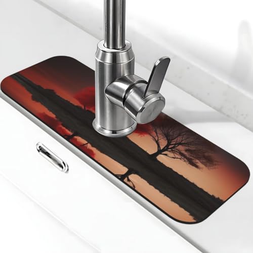 Red Tree Lake Moon Wasserhahnmatte für Küchenspüle, Spritzschutz, 14 x 38 cm, Diatomit, schnell trocknende Matte, Spülbeckenablage, super saugfähiger Wasserhahn-Saugnapf, Wasserhahngriff, Tropffänger Red Tree Lake Moon Wasserhahnmatte für Küchenspüle, Spritzschutz, 14 x 38 cm, Diatomit, schnell trocknende Matte, Spülbeckenablage, super saugfähiger Wasserhahn-Saugnapf, Wasserhahngriff, Tropffänger von BWLHJKE