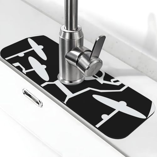Schlagzeuger-Wasserhahnmatte für Küchenspüle, Spritzschutz, 14 x 38 cm, Kieselgur, schnell trocknende Matte, Spülbeckenablage, super saugfähiger Wasserhahn-Saugnapf, Wasserhahngriff, Tropffänger für Schlagzeuger-Wasserhahnmatte für Küchenspüle, Spritzschutz, 14 x 38 cm, Kieselgur, schnell trocknende Matte, Spülbeckenablage, super saugfähiger Wasserhahn-Saugnapf, Wasserhahngriff, Tropffänger für von BWLHJKE