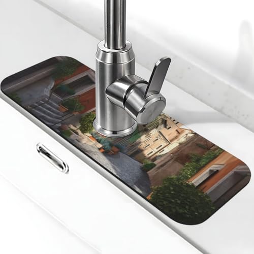 Street of Italy Wasserhahnmatte für Küchenspüle, Spritzschutz, 14 x 38 cm, Diatomit, schnell trocknende Matte, Spülbeckenablage, super saugfähiger Wasserhahn-Saugnapf, Wasserhahngriff, Tropffänger für Street of Italy Wasserhahnmatte für Küchenspüle, Spritzschutz, 14 x 38 cm, Diatomit, schnell trocknende Matte, Spülbeckenablage, super saugfähiger Wasserhahn-Saugnapf, Wasserhahngriff, Tropffänger für von BWLHJKE
