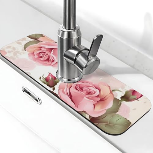 Wasserhahnmatte für Küchenspüle, Spritzschutz, 14 x 38 cm, Diatomit, schnell trocknende Matte, Spülbeckenablage, super saugfähiger Wasserhahn-Saugnapf, Wasserhahngriff, Tropffänger für Küche Wasserhahnmatte für Küchenspüle, Spritzschutz, 14 x 38 cm, Diatomit, schnell trocknende Matte, Spülbeckenablage, super saugfähiger Wasserhahn-Saugnapf, Wasserhahngriff, Tropffänger für Küche von BWLHJKE