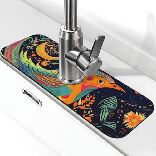 Wasserhahnmatte im ethnischen Stil für Küchenspüle, Spritzschutz, 14 x 38 cm, Diatomit, schnell trocknende Matte, Waschbeckenablage, super saugfähiger Wasserhahn-Saugnapf, Wasserhahngriff, Tropffänger Wasserhahnmatte im ethnischen Stil für Küchenspüle, Spritzschutz, 14 x 38 cm, Diatomit, schnell trocknende Matte, Waschbeckenablage, super saugfähiger Wasserhahn-Saugnapf, Wasserhahngriff, Tropffänger von BWLHJKE