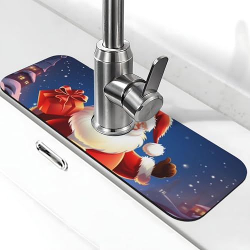 Weihnachts-Wasserhahn-Matte für Küchenspüle, Spritzschutz, 14 x 38 cm, Kieselgur, schnell trocknende Matte, Waschbeckenablage, super saugfähiger Wasserhahn-Saugnapf, Wasserhahngriff, Tropffänger für Weihnachts-Wasserhahn-Matte für Küchenspüle, Spritzschutz, 14 x 38 cm, Kieselgur, schnell trocknende Matte, Waschbeckenablage, super saugfähiger Wasserhahn-Saugnapf, Wasserhahngriff, Tropffänger für von BWLHJKE