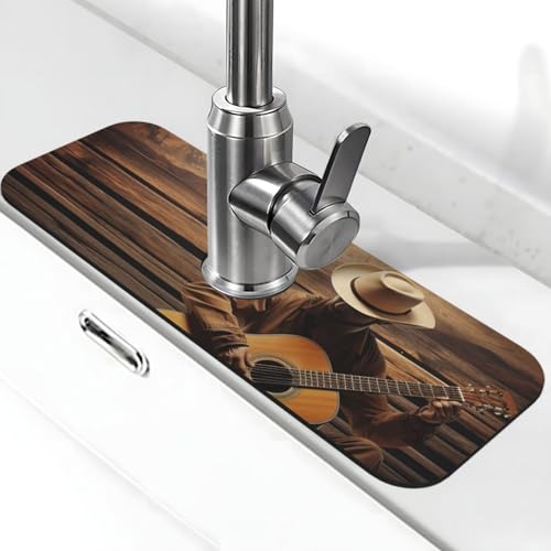 Western Music Wasserhahnmatte für Küchenspüle, Spritzschutz, 14 x 38 cm, Diatomit, schnell trocknende Matte, Spülbeckenablage, super saugfähiger Wasserhahn-Saugnapf, Wasserhahngriff, Tropffänger für Western Music Wasserhahnmatte für Küchenspüle, Spritzschutz, 14 x 38 cm, Diatomit, schnell trocknende Matte, Spülbeckenablage, super saugfähiger Wasserhahn-Saugnapf, Wasserhahngriff, Tropffänger für von BWLHJKE