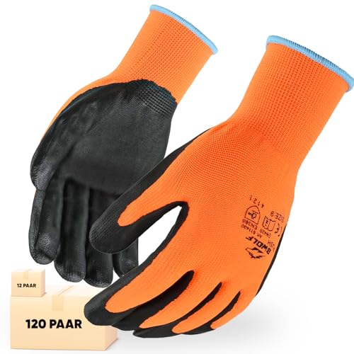 BWOLF PUSH 12 Paar Handschuhe Arbeitshandschuhe Herren Arbeitshandschuhe Damen Mechaniker Handschuhe Herren Montagehandschuhe mit robuster Nitrilschaum (Größe 10 (12er Pack)) von BWOLF